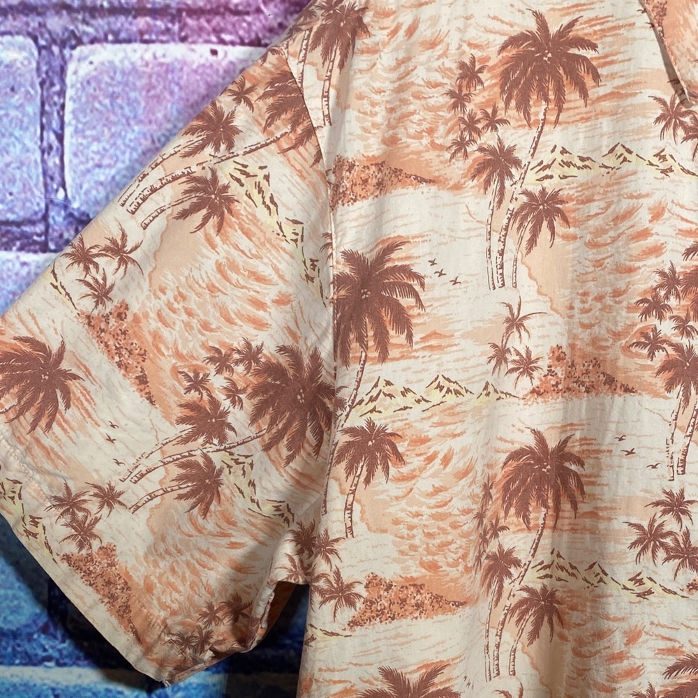 Solitude Palm Tree Button Up Shirt Men’s XL Beige Brown - Picture 4 of 10